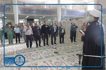 برگزاری مراسم زیارت عاشورا در مسجد حضرت فاطمه (س) بیمارستان نفت اهواز به مناسبت ایام فاطمیه